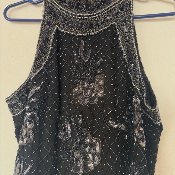 Silk Floral beaded halter evening top - Picture 8 of 8